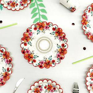 ชุดจานชามกระดาษลายดอกไม้ DAMAI สำหรับงานเลี้ยง งานวันเกิดเด็ก ชุดอุปกรณ์จัดงานเลี้ยงน้ำชา จานกระดาษรูปดอกไม้ ถ้วยกระดาษ - Product Image 1