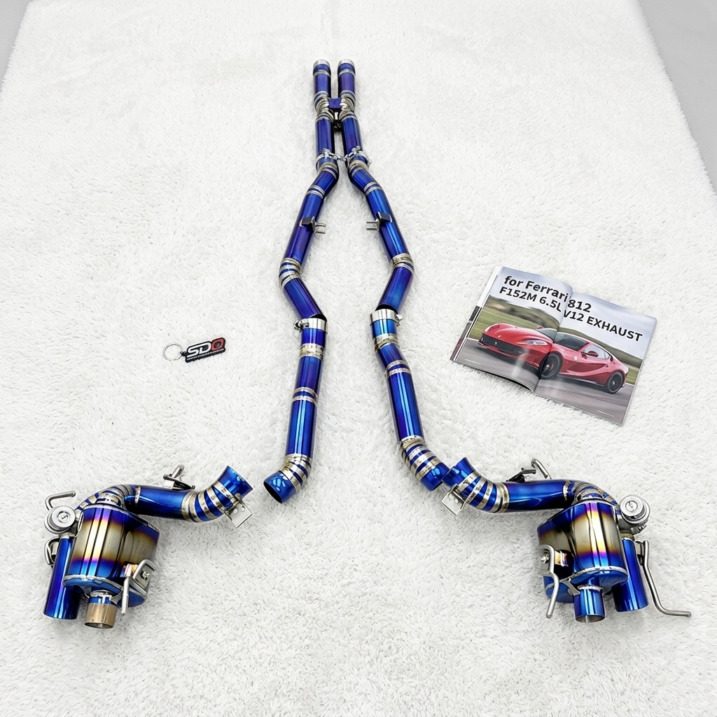 VantaFlow High Performance Titanium Catback Exhaust Pipes for Ferrari 812 F152M 6.5L V12 2017-2023 Vacuum Valve with Muffler
