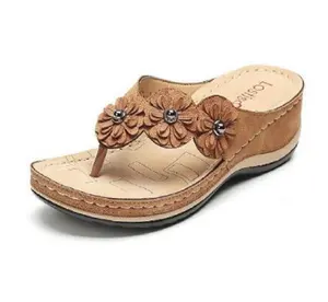 Ambition-Sandalias de exterior personalizadas, zapatos de talla grande, suela de tacón bajo, chanclas de flores, sandalias de cuña de buena calidad