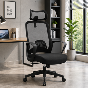 Silla de Oficina Ergonómica Moderna de Malla con Reposacabezas y Reposabrazos Ajustables, Diseño Giratorio para Uso en Oficina en Casa - Product Image 1