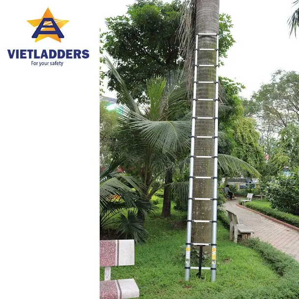 EN131 standard Single telescopic aluminum straight ladder - 3.2m height 11 steps made in Vietnam