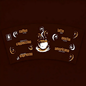 Manchon de tasse en papier enduit de PE imprimé sur mesure pour café, avec design quadricolore et étiquette d'avertissement de chaleur - Product Image 1