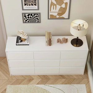 Comò Moderno Europeo Minimalista Bianco a 9 Cassetti in Legno con Design a <span class=keywords><strong>Filo</strong></span> <span class=keywords><strong>Muro</strong></span> per Camera da Letto e Soggiorno - Per Rivenditori - Product Image 5
