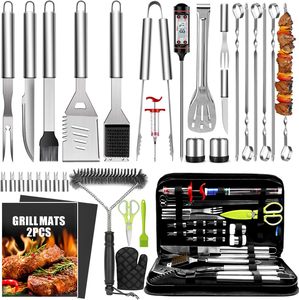 Venta al por mayor portátil 34PCS BBQ Grill Tools Set Acero inoxidable Complete Grilling Accessories <span class=keywords><strong>con</strong></span> bolsa de almacenamiento para barbacoa Camping - Product Image 1