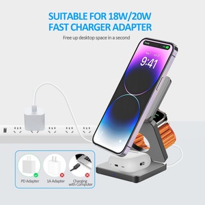 Cargador Inalámbrico Magnético de 15W para Teléfono, 3 en 1, Plegable, Estación de Carga Múltiple, Cargador Rápido Portátil para la <span class=keywords><strong>Serie</strong></span> <span class=keywords><strong>iPhone</strong></span> - Product Image 4