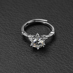 Anillo de Moissanita en Forma de Corazón de 1.2ct, Ajustable, D VVS1, Chapado en Oro de 18K, Anillo de Compromiso y Boda para Mujer, Venta al Por Mayor - Product Image 1