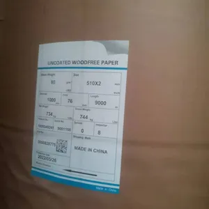 Stock de papier d'impression décalé, bon prix, 510mm, papier de liaison, sans bois, 70cm, 510mm, papier de liaison, impression décalée, couleur blanc crème