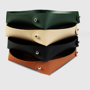 Portable Leather Tray Stationery Miscellaneous Storage Tray Office Desktop Storage Box