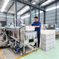 Commerciële droog-, desinfectie- en wasmachine voor plastic bakken, trays, dozen en pallets voor restaurants en keukens.