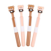 Pulpen Klik Laminasi Bentuk Hewan Kartun Lucu Kawaii Logo Kustom Promosi Baru O&Q Bulk 0.7mm Plastik ABS Tinta Hitam/Biru