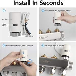 Actionneur thermique MEIBA H30-12 4 fils 24V normalement fermé, filetage M30x1.5, anti-inflammable PC+ABS, durable, pour sols d'hôtels modernes - Product Image 5