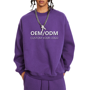 Sweat-shirt décontracté pour homme en couleur unie, ample, style américain, épaule tombante, polaire épais, col rond, pour l'automne et l'hiver - Product Image 1