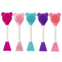 Brosse à maquillage double tête en silicone et plastique pour le nettoyage du visage, le lavage du visage, le DIY, le maquillage, l'application de masque de boue, outil de beauté