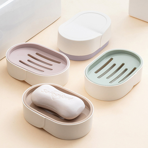 <span class=keywords><strong>Porte</strong></span>-<span class=keywords><strong>savon</strong></span> en plastique à la mode écologique double couche pour salle de bain d'hôtel avec bac d'égouttage <span class=keywords><strong>et</strong></span> couvercle - Product Image 3
