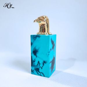 Botella de <span class=keywords><strong>Perfume</strong></span> de Vidrio Vacía Personalizada Hanya con Diseño de Caballo, Color Interior Pintado, de Lujo con Tapas Metálicas Doradas - Product Image 4