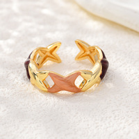 JS22 Verguld Stervormige Holle Emaille Ring Multicolor Verstelbaar Open Dames Mode Stapelbare Vinger Ringen