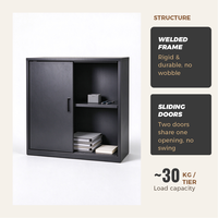 Armoire de rangement métallique à 2 portes coulissantes en acier, armoire basse pour dossiers, démontable pour bureau et école