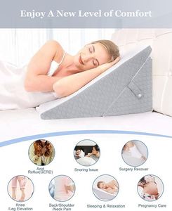 Adjustable Wedge <b>Pillow</b> Triangle Acid Reflux Knee Legs Relax Back Pain Relief Soft <b>Memory</b> Foam Bed Wedge <b>Pillow</b> for Sleeping - Product Image 6