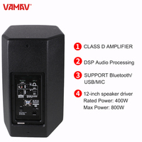 VAMAV Bocinas Activas N12 de Rango Completo 400W 12'' Carcasa de Madera Sistema de Audio para Conferencias, Música y Escenarios