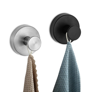 Black Strong Hook Bathroom Towel <strong>Holder</strong> <strong>Shower</strong> <strong>Suction</strong> Hooks Coat Hanger Wall Mounted Bath Hardware Set - Product Image 2