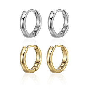 DINLE Simple Hoop Earrings S925 Silver Women's Everyday Wear Light Luxury Style - Product Image 3