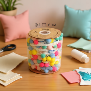 Nastro Ilan Pom Pom 1M Multicolore per Decorazioni Artigianali - Product Image 2