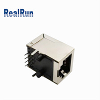 Connecteur Jack à angle droit de prise femelle d'Ethernet du réseau RJ45 sans lumière