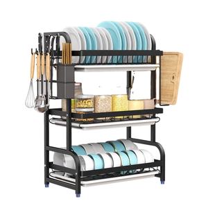 Metal Standing Multi-Layer Dish <b>Rack</b> <b>Kitchen</b> <b>Storage</b> <b>Rack</b> for Dinnerware Bowls Sink Organizer with Chopsticks Holder & Plates - Product Image 1