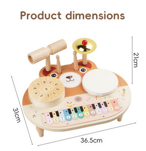 OEM Montessori Station de <span class=keywords><strong>musique</strong></span> multifonctionnelle 5-en-1 Ensemble de batterie pour bébé Ours Instrument de <span class=keywords><strong>musique</strong></span> en bois Jouet avec tambour Cymbales Piano - Product Image 3