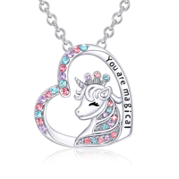 Colliers pendentifs licorne de Noël pour hommes, en alliage plaqué or avec chaîne en corde, pour cadeau de fête et décoration