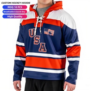 <span class=keywords><strong>Sudadera</strong></span> con capucha de poliéster transpirable y de secado rápido hecha a medida para hombre, jersey de hockey de moda con estampado de sublimación y cuello con cordones - Product Image 1