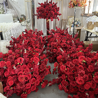Boule de fleurs artificielles en soie, rose rouge, jacinthe, centre de table, ornement, décoration de mariage, accessoires pour événements et fêtes