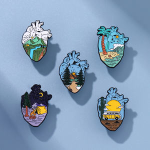 أجهزة طبية إبداعية بروش بالمينا للدماغ والرئة والقلب والرحم موجة زهور ميكانيكية على شكل قلب معدن شارة دبابيس طية صدر مجوهرات - Product Image 2