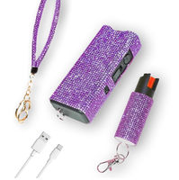 Porte-clés de défense personnelle Bling avec spray, lampe torche LED compacte en cristal portable pour femmes, bracelet de défense personnelle