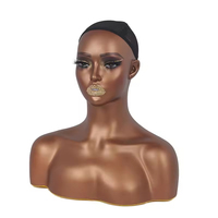 Cabeza de Maniquí Realista Femenina con Hombros y Peluca, para Maquillaje y Estilismo