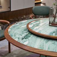 Table basse en marbre vert Danqing au design moderne, table à manger en marbre vert, ensemble de table à manger ronde en marbre