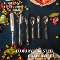 Ensemble de couverts de luxe en acier inoxydable 304 18/8 poli miroir de qualité alimentaire pour hôtels et restaurants, avec logo personnalisé pour mariages et usage domestique, livraison rapide