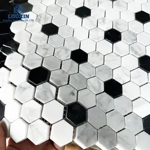 LX Factory Wholesale Black and White Marble Mosaic Tile For Bathroom Wall Flooring Crafts