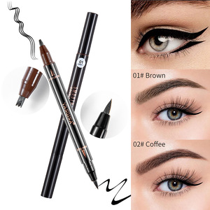 Crayon à sourcils Eyeliner imperméable rétractable 2-en-1 de haute qualité Design <span class=keywords><strong>3D</strong></span> à trois fourchettes inspiré des minéraux bruns pour le maquillage des yeux - Product Image 2