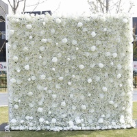 Mur de fleurs artificielles blanc sur mesure avec cadre en acier inoxydable pour mariage, photomaton, décoration d'événements, vente en gros