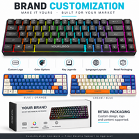 Clavier de jeu mécanique filaire à 68 touches avec logo personnalisé, rétroéclairage RVB, interrupteurs interchangeables à chaud et câble USB-C détachable