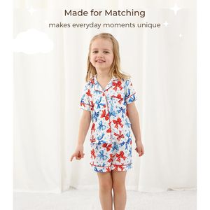 Conjunto de Pijama Personalizado para Niños Pequeños, Viscosa de Bambú, Camisa con Botones, Pantalones Cortos, 2 Piezas, Suave, con Bolsillos, 2-5 Años - Product Image 2