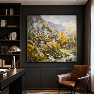 Décoration Murale Moderne pour Chambre à Coucher : Toile Peinte à la Main avec Impression UV Écologique, Paysage Rural Réaliste, Style <span class=keywords><strong>Marocain</strong></span> - Product Image 3