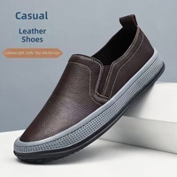 Chaussures décontractées pour hommes, en cuir respirant, à enfiler, polyvalentes, basses, résistantes à l'usure, confortables pour la conduite