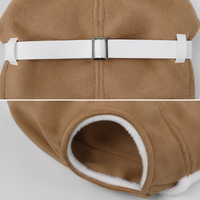 Veste pour chien en faux daim avec col en fourrure, manteau d'hiver portable pour animaux de compagnie avec ceinture pour petits chiens, vêtements chauds pour chiens