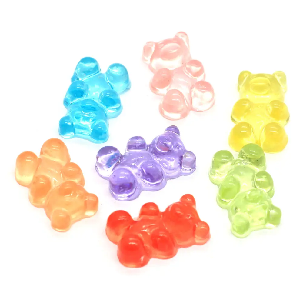 Harga Grosir 10X17MM Resin Kecil Gummy Bears Cabochon Miniatur Flatback Jelly Manis Gummi Bears Slime Kerajinan Slime Persediaan Jimat