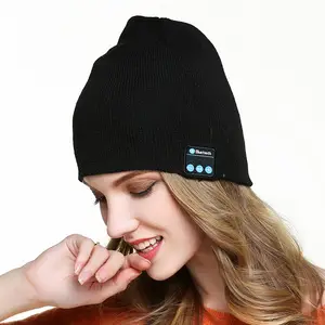 Chapeau Bluetooth V5.0, bonnet tricoté avec écouteurs, musique et appel, sans fil, bonnet à dents bleues, nouvelle collection