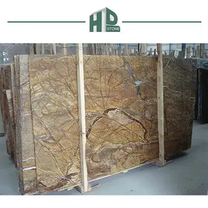 Natural Real Marble Polished Finished Rain Forest Brown Marble Slabs for Hotel