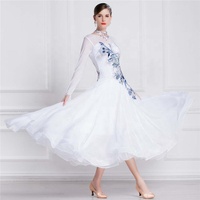 B-18413 Personnalisé Offre Spéciale Bal Blanc Lisse Concurrence Robe De Danse Haut De Gamme moderne Robe De Danse De Salon Pour Adultes