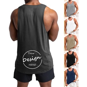 Camiseta sin mangas de gimnasio para hombre personalizada OEM de alta calidad 95% algodón peinado 5% Spandex Color sólido elástico suelto Chaleco de punto - Product Image 6